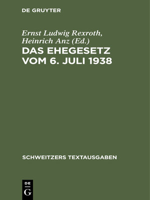 cover image of Das Ehegesetz vom 6. Juli 1938